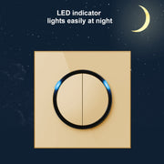 86mm Round LED Tempered Glass Switch Panel, Gold Round Glass, Style:Telephone-TV Socket