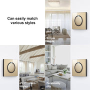 86mm Round LED Tempered Glass Switch Panel, Gold Round Glass, Style:Telephone-TV Socket