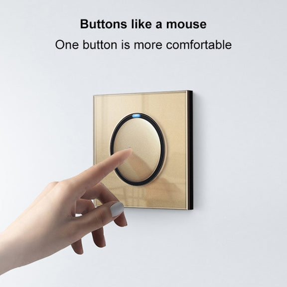 86mm Round LED Tempered Glass Switch Panel, Gold Round Glass, Style:Telephone-TV Socket