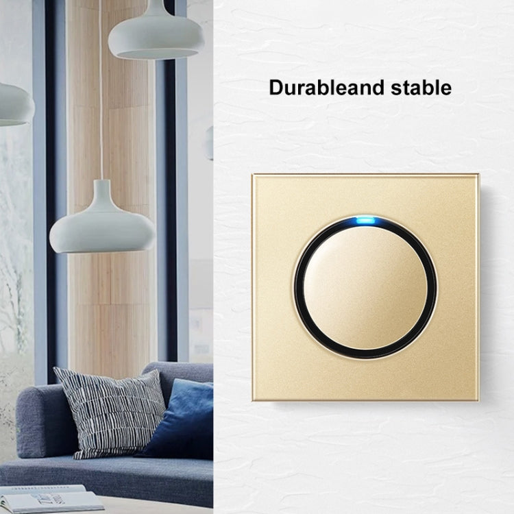 86mm Round LED Tempered Glass Switch Panel, Gold Round Glass, Style:Telephone-TV Socket