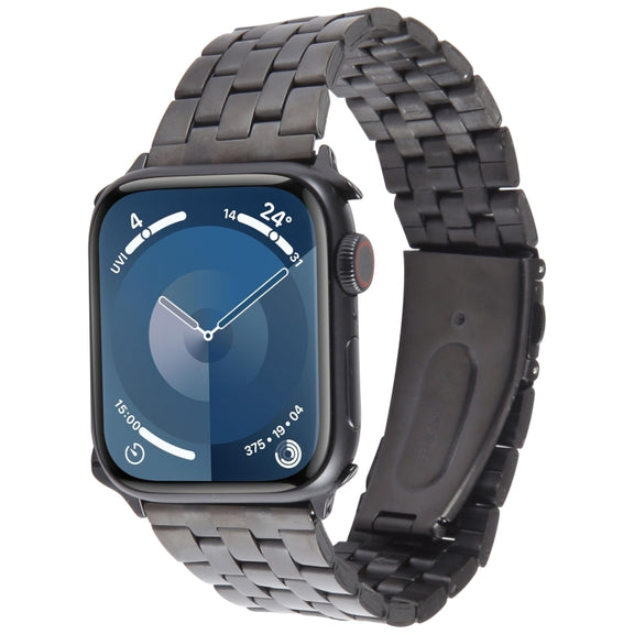 For Apple Watch 42mm 22mm Ultra-thin Five Beads Stainless Steel Watch Band(Black)