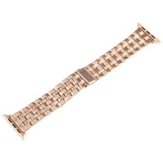 For Apple Watch 42mm 22mm Ultra-thin Five Beads Stainless Steel Watch Band(Rose Gold)