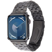 For Apple Watch 38mm 22mm Ultra-thin Five Beads Stainless Steel Watch Band(Black)