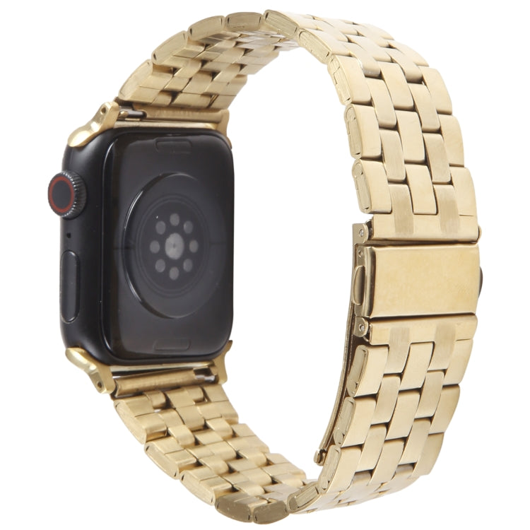For Apple Watch 38mm 22mm Ultra-thin Five Beads Stainless Steel Watch Band(Gold)
