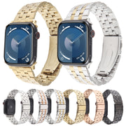 For Apple Watch Ultra 49mm 22mm Ultra-thin Five Beads Stainless Steel Watch Band(Black)
