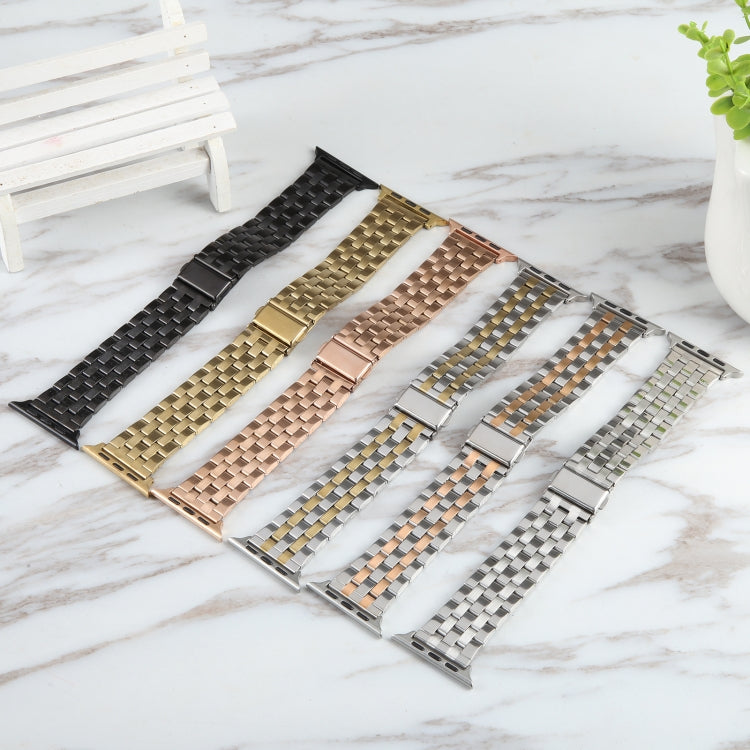 For Apple Watch 42mm 22mm Ultra-thin Five Beads Stainless Steel Watch Band(Gold) - free shipping - PMC TechLife - Order now!