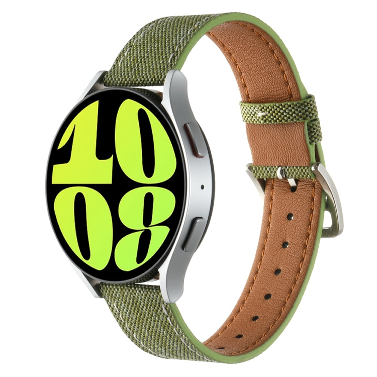 20mm Universal Denim Leather Buckle Watch Band(Grass Green) - 20mm Bands by PMc TechLife | Online Shopping South Africa | PMc TechLife | Buy Now Pay Later Mobicred