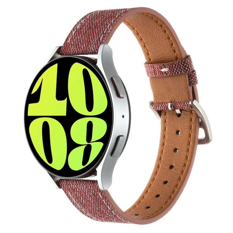20mm Universal Denim Leather Buckle Watch Band(Red) - free shipping - PMc TechLife - Order now!