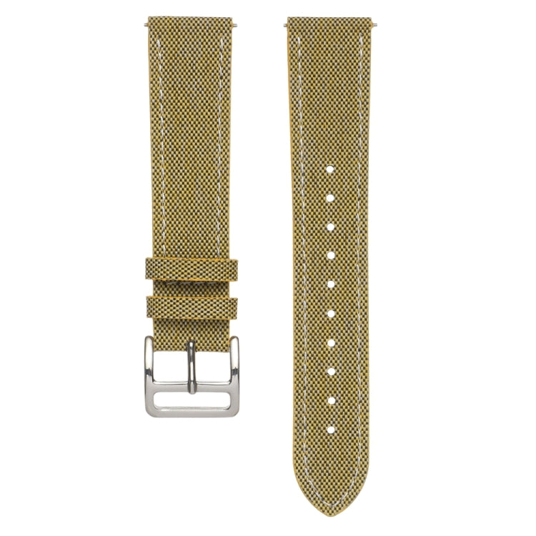 20mm Universal Denim Leather Buckle Watch Band(Yellow) - free shipping - PMc TechLife - Order now!