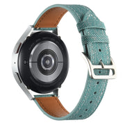 20mm Universal Denim Leather Buckle Watch Band(Turquoise)
