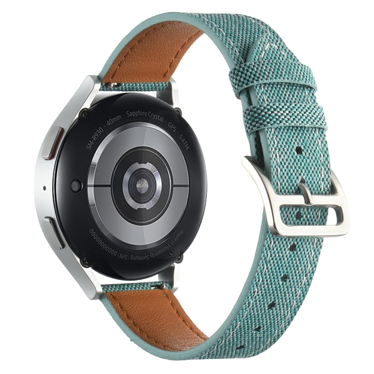 20mm Universal Denim Leather Buckle Watch Band(Turquoise)