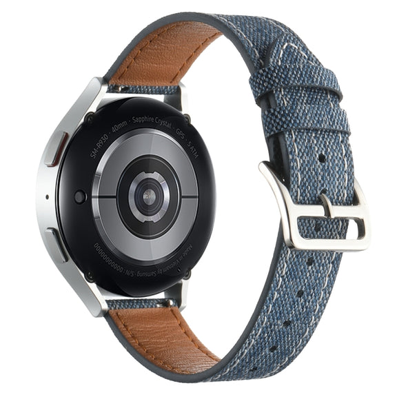 20mm Universal Denim Leather Buckle Watch Band(Dark Blue)