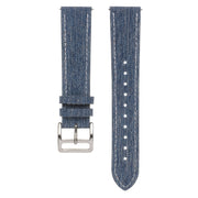 20mm Universal Denim Leather Buckle Watch Band(Dark Blue)