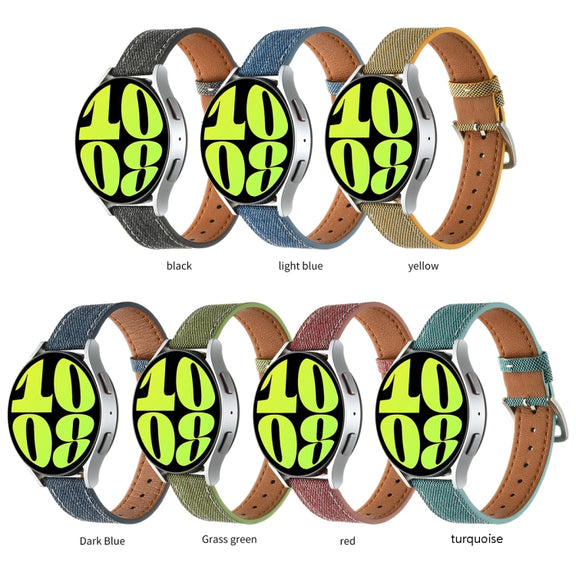 20mm Universal Denim Leather Buckle Watch Band(Black)