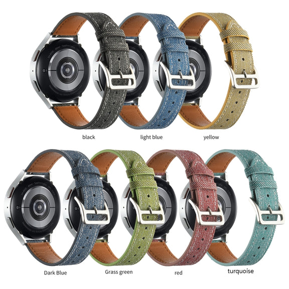 20mm Universal Denim Leather Buckle Watch Band(Light Blue)
