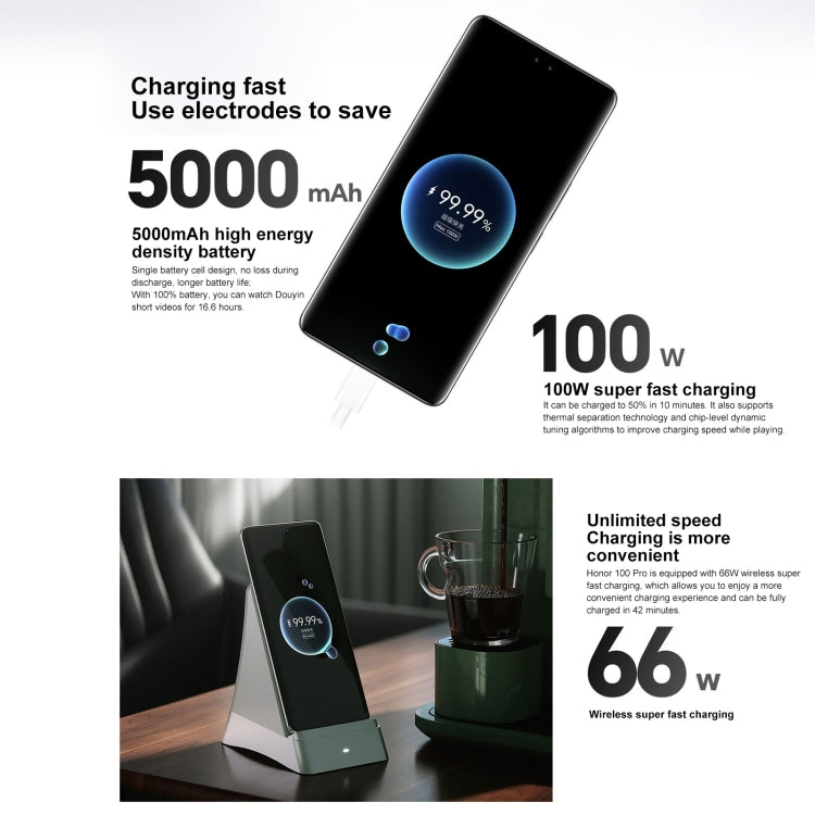 Honor 100 Pro, 16GB+512GB, Screen Fingerprint Identification, 6.78 inch MagicOS 7.2 Snapdragon 8 Gen 2 Octa Core up to 3.19GHz, Network: 5G, NFC, OTG, Support Google Play(Blue)
