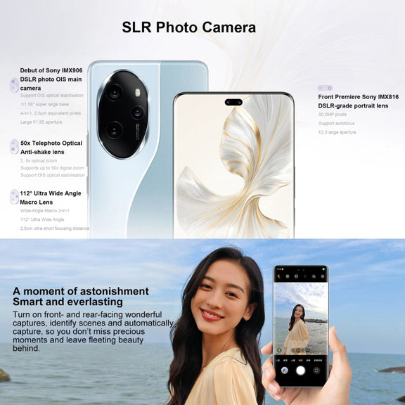 Honor 100 Pro, 16GB+512GB, Screen Fingerprint Identification, 6.78 inch MagicOS 7.2 Snapdragon 8 Gen 2 Octa Core up to 3.19GHz, Network: 5G, NFC, OTG, Support Google Play(Blue)