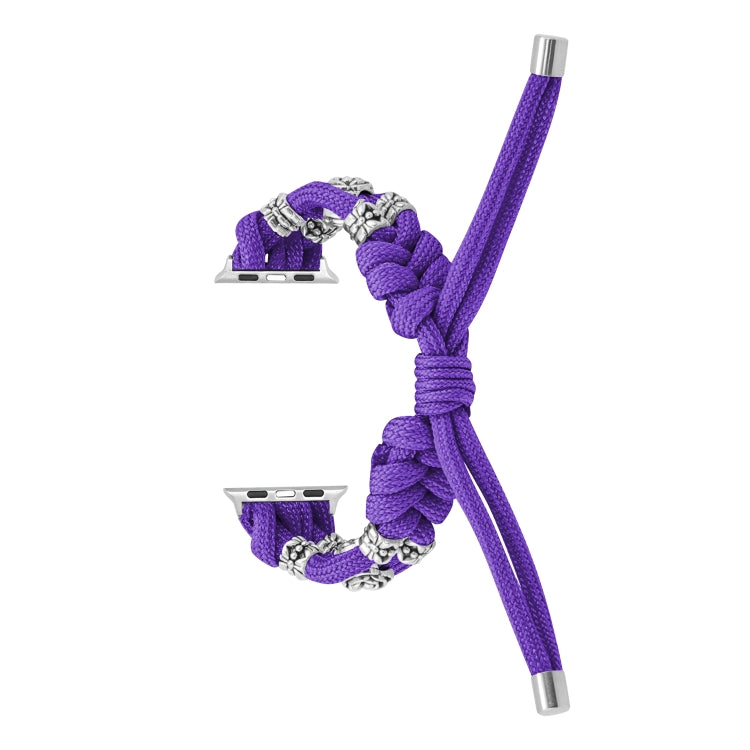 For Apple Watch Ultra 49mm Chrysanthemum Beads Paracord Braided Watch Band(Purple) - free shipping - PMC Jewellery - Order now!