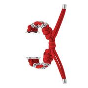 For Apple Watch Ultra 49mm Chrysanthemum Beads Paracord Braided Watch Band(Red)