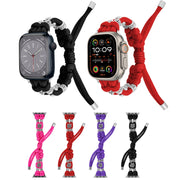 For Apple Watch Ultra 49mm Chrysanthemum Beads Paracord Braided Watch Band(Red)
