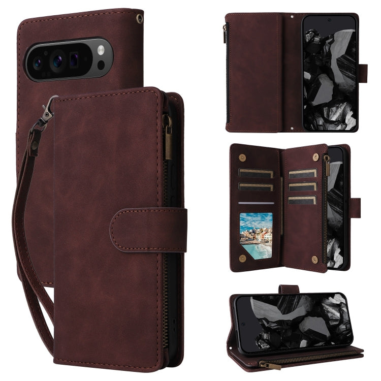 For Google Pixel 9 Pro Multifunctional Multi-Card Wallet Phone Leather Case(Coffee) - Google Cases by PMC TechLife | Online Shopping South Africa | PMC TechLife | Buy Now Pay Later Mobicred
