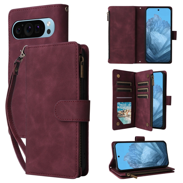 For Google Pixel 9 Multifunctional Multi-Card Wallet Phone Leather Case(Wine Red) - Google Cases by PMC TechLife | Online Shopping South Africa | PMC TechLife | Buy Now Pay Later Mobicred