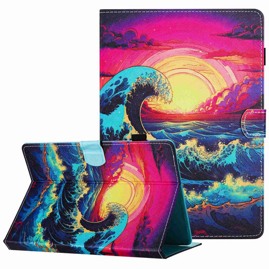For 10 inch Painted Pattern Stitching Leather Tablet Case(Waves) - 10 - 11 inch by PMC Jewellery | Online Shopping South Africa | PMC Jewellery | Buy Now Pay Later Mobicred