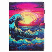 For 10 inch Painted Pattern Stitching Leather Tablet Case(Waves)