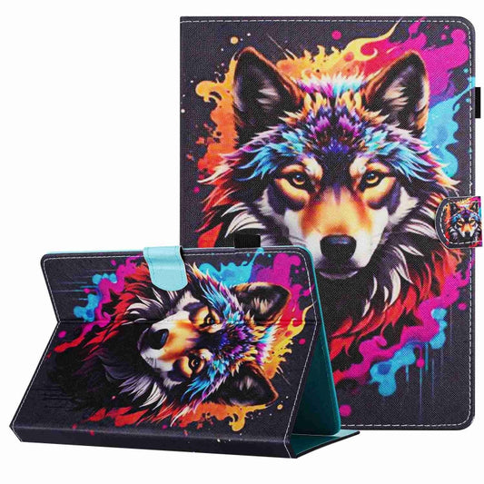 For 10 inch Painted Pattern Stitching Leather Tablet Case(Colorful Wolf) - 10 - 11 inch by PMC Jewellery | Online Shopping South Africa | PMC Jewellery | Buy Now Pay Later Mobicred