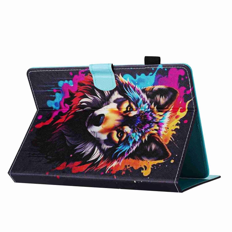 For 10 inch Painted Pattern Stitching Leather Tablet Case(Colorful Wolf) - 10 - 11 inch by PMC TechLife | Online Shopping South Africa | PMC TechLife | Buy Now Pay Later Mobicred