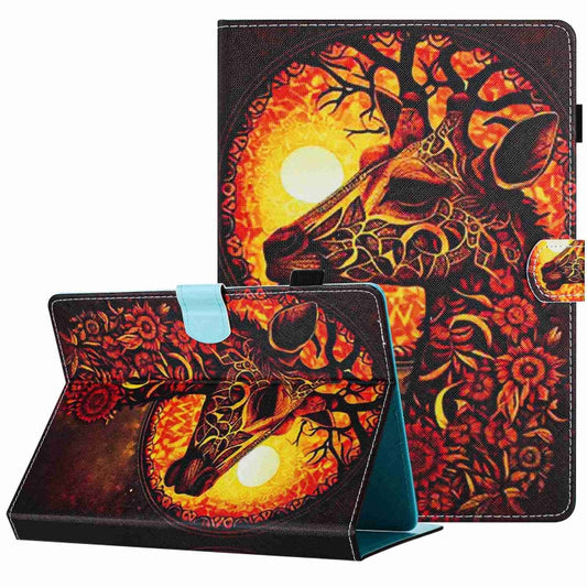 For 10 inch Painted Pattern Stitching Leather Tablet Case(Flower Deer) - 10 - 11 inch by PMC Jewellery | Online Shopping South Africa | PMC Jewellery | Buy Now Pay Later Mobicred