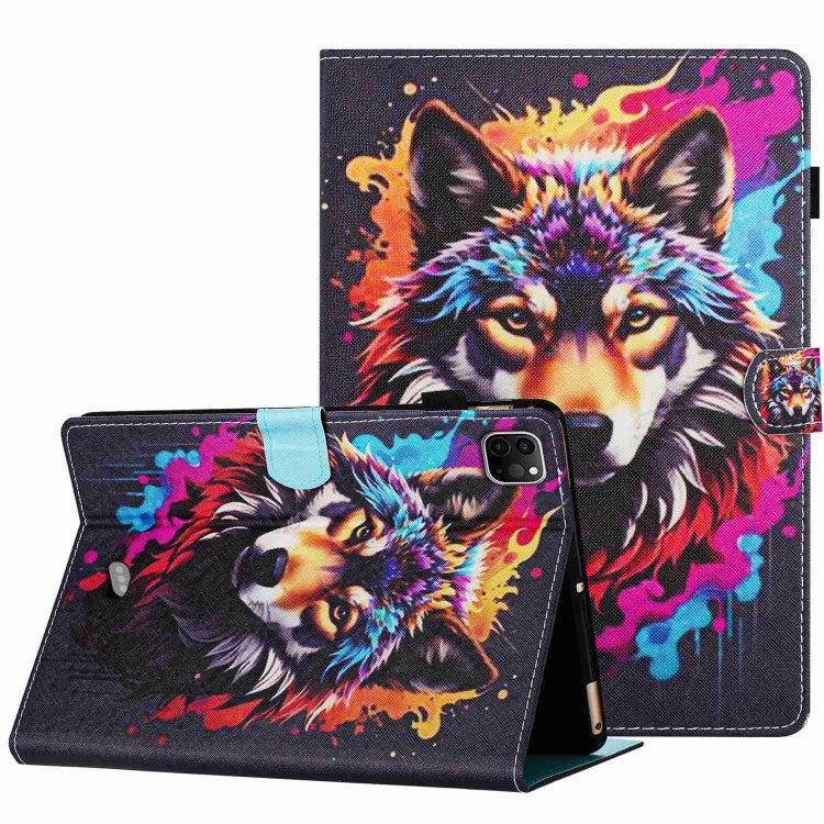 For iPad 11 Pro 2024 / 2020 / Air 4 10.9 Painted Pattern Stitching Smart Leather Tablet Case(Colorful Wolf) - iPad Air (2022) / (2020) 10.9 Cases by PMC TechLife | Online Shopping South Africa | PMC TechLife | Buy Now Pay Later Mobicred
