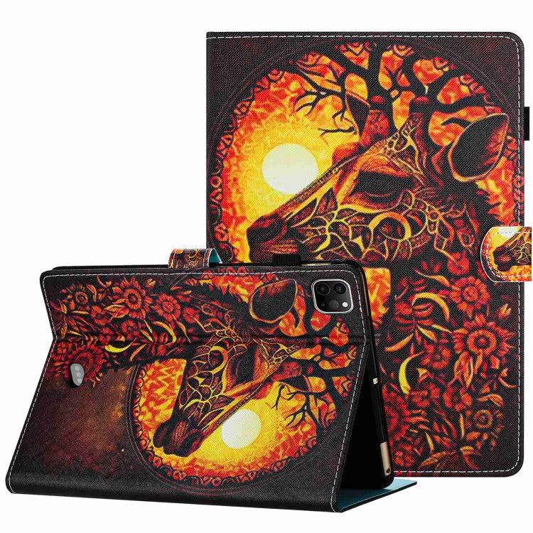 For iPad 11 Pro 2024 / 2020 / Air 4 10.9 Painted Pattern Stitching Smart Leather Tablet Case(Flower Deer) - iPad Air (2022) / (2020) 10.9 Cases by PMC TechLife | Online Shopping South Africa | PMC TechLife | Buy Now Pay Later Mobicred