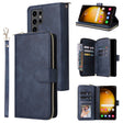 For Samsung Galaxy S24 Ultra 5G 9-Card Slots Zipper Wallet Bag Leather Phone Case(Blue) - Galaxy S24 Ultra 5G Cases by PMC Jewellery | Online Shopping South Africa | PMC Jewellery | Buy Now Pay Later Mobicred