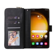 For Samsung Galaxy S24 Ultra 5G 9-Card Slots Zipper Wallet Bag Leather Phone Case(Black)