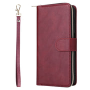 For Samsung Galaxy S24+ 5G 9-Card Slots Zipper Wallet Bag Leather Phone Case(Wine Red)