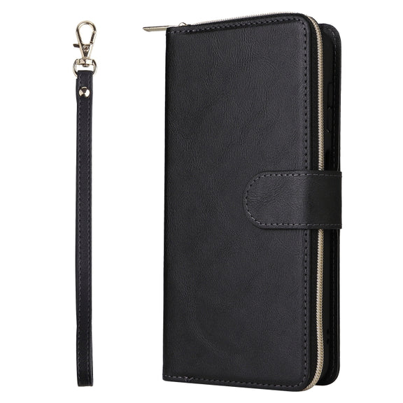 For Samsung Galaxy S24+ 5G 9-Card Slots Zipper Wallet Bag Leather Phone Case(Black)
