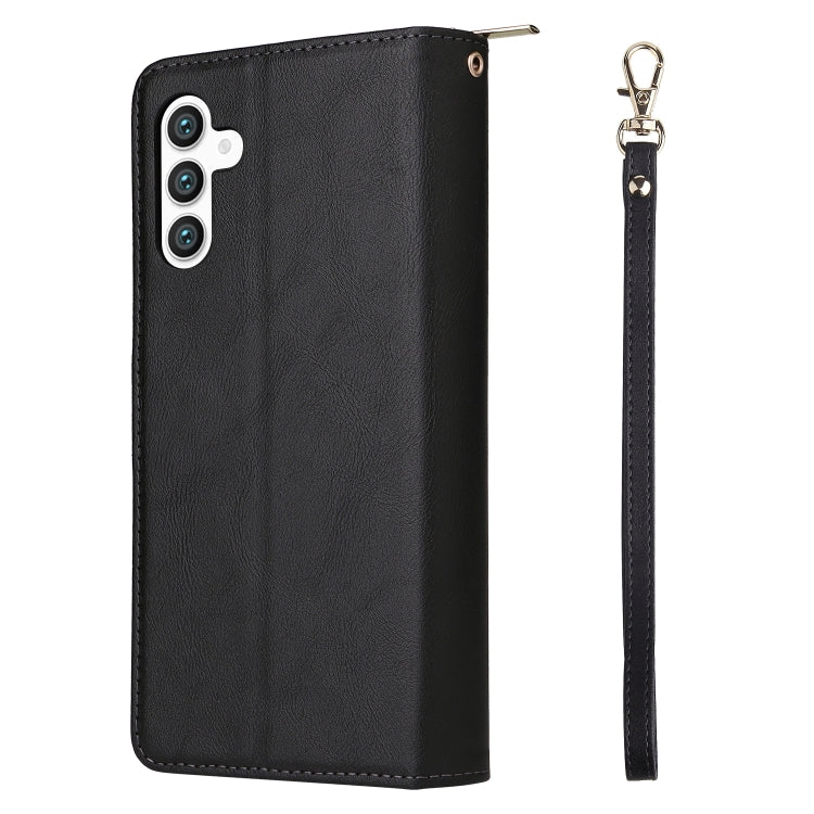 For Samsung Galaxy S24+ 5G 9-Card Slots Zipper Wallet Bag Leather Phone Case(Black)