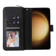 For Samsung Galaxy S24+ 5G 9-Card Slots Zipper Wallet Bag Leather Phone Case(Black)
