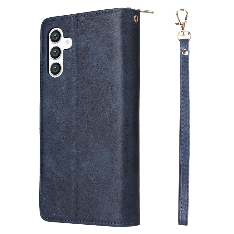 For Samsung Galaxy S24 5G 9-Card Slots Zipper Wallet Bag Leather Phone Case(Blue) - Galaxy S24 5G Cases by PMC Jewellery | Online Shopping South Africa | PMC Jewellery | Buy Now Pay Later Mobicred