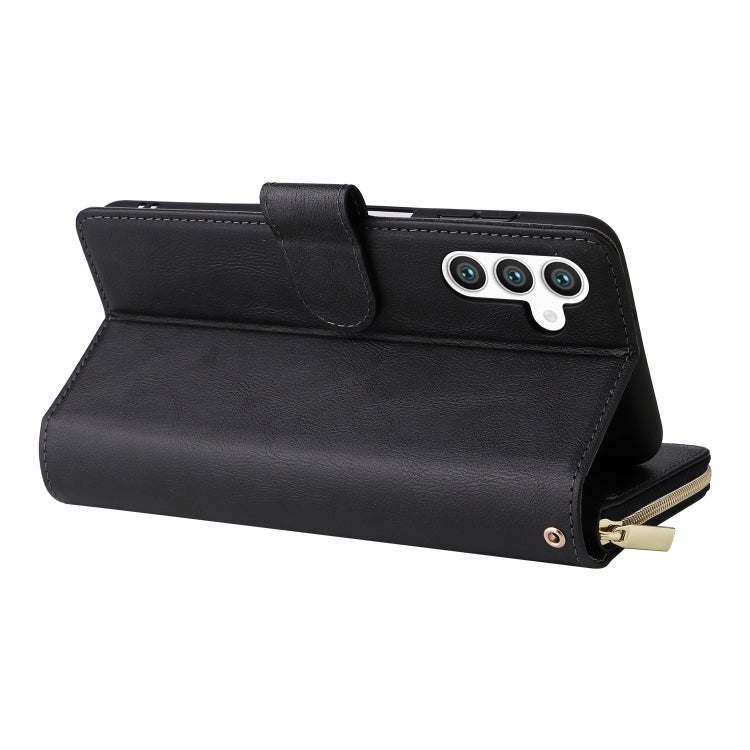 For Samsung Galaxy S24 5G 9-Card Slots Zipper Wallet Bag Leather Phone Case(Black)
