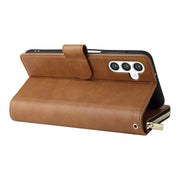 For Samsung Galaxy S24 5G 9-Card Slots Zipper Wallet Bag Leather Phone Case(Brown)