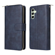 For Samsung Galaxy S24 FE 5G 9-Card Slots Zipper Wallet Bag Leather Phone Case(Blue)