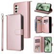 For Samsung Galaxy S24 FE 5G 9-Card Slots Zipper Wallet Bag Leather Phone Case(Rose Gold) - Galaxy S24 FE 5G Cases by PMC Jewellery | Online Shopping South Africa | PMC Jewellery | Buy Now Pay Later Mobicred