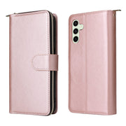For Samsung Galaxy S24 FE 5G 9-Card Slots Zipper Wallet Bag Leather Phone Case(Rose Gold)
