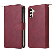 For Samsung Galaxy S24 FE 5G 9-Card Slots Zipper Wallet Bag Leather Phone Case(Wine Red)