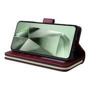 For Samsung Galaxy S24 FE 5G 9-Card Slots Zipper Wallet Bag Leather Phone Case(Wine Red)