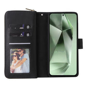For Samsung Galaxy S24 FE 5G 9-Card Slots Zipper Wallet Bag Leather Phone Case(Black)