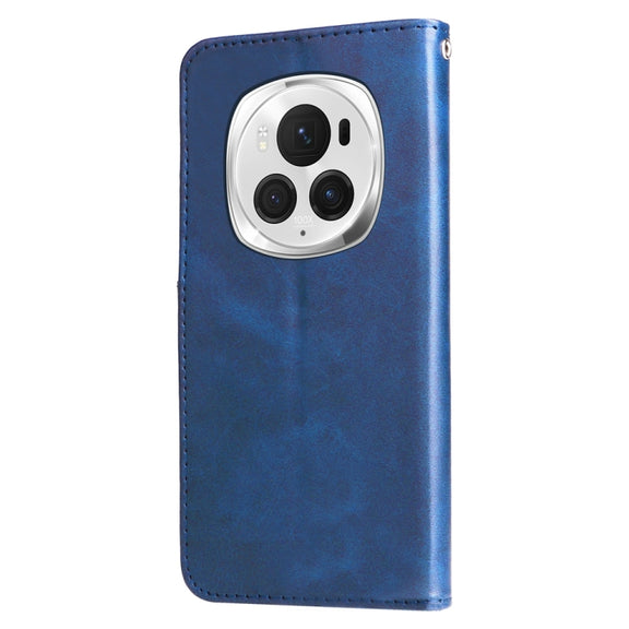 For Honor Magic6 Pro Fashion Calf Texture Zipper Leather Phone Case(Blue)