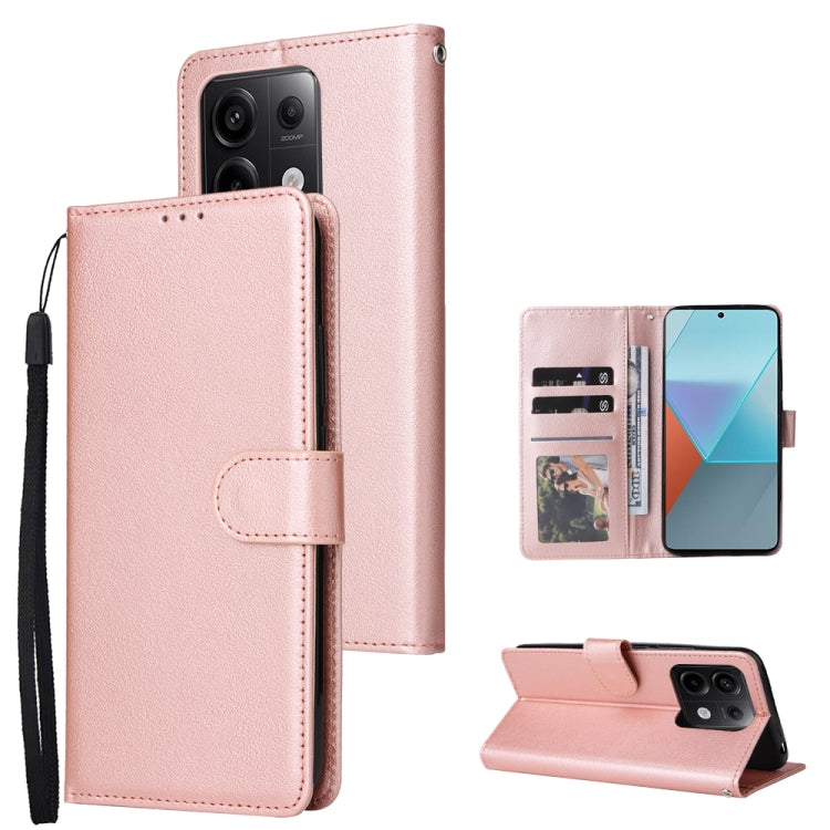 For Xiaomi Redmi Note 13 Pro 5G Multifunctional Horizontal Flip Leather Phone Case with Three Card Slot(Rose Gold) - Note 13 Pro Cases by PMC TechLife | Online Shopping South Africa | PMC TechLife | Buy Now Pay Later Mobicred